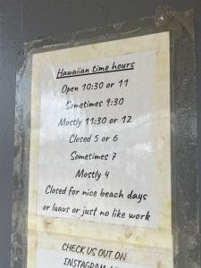 Hawaje po polsku - godziny otwarcia